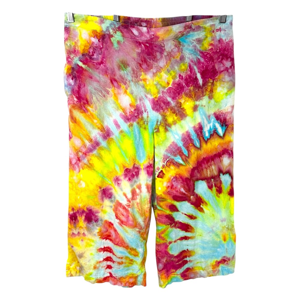 Woman Within Plus Size‎ 20W Linen Capri Pants Handmade Tie Dye Elastic Waist 929